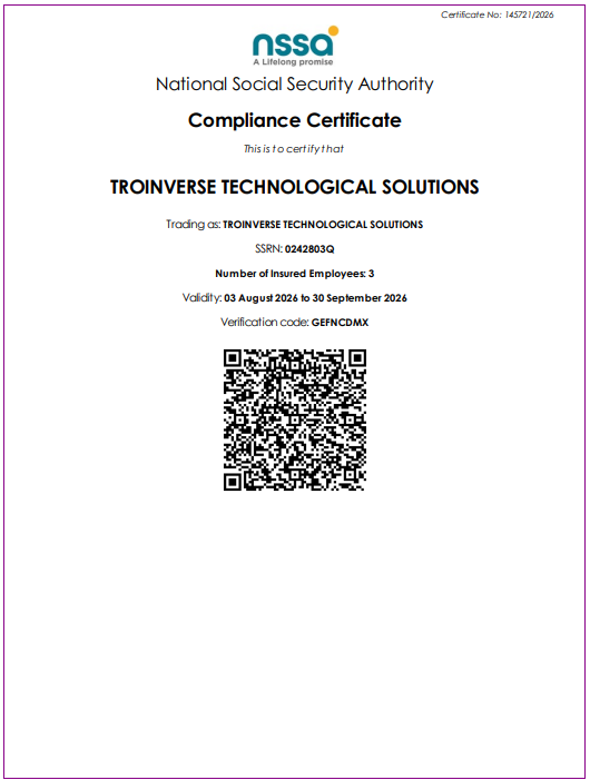 NSSA Compliance Certificate